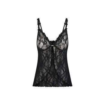 SKIMS STRETCH LACE BABYDOLL TOP Camisole Women's ONYX/Onyx