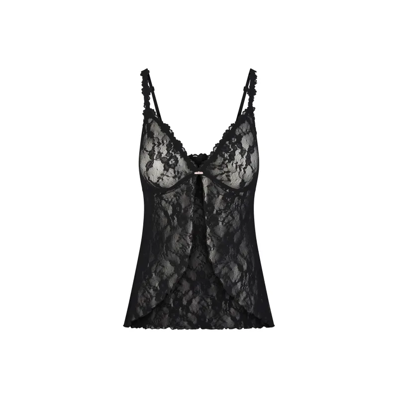 SKIMS STRETCH LACE BABYDOLL TOP Camisole Women's ONYX/Onyx-0