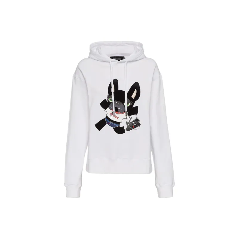 DSQUARED 2 Drawstring Graphic Printed Hoodie-0