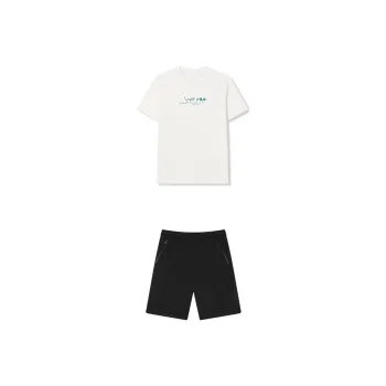 FILA Casual Sportswear Men Set White Top+Black Shorts