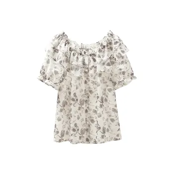 Cypress House Shirt Women's Beige Gray With Floral