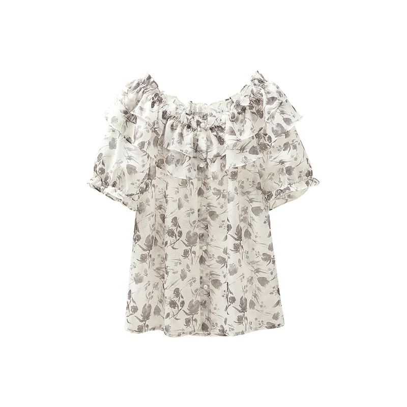 Cypress House Shirt Women's Beige With Gray Floral-0