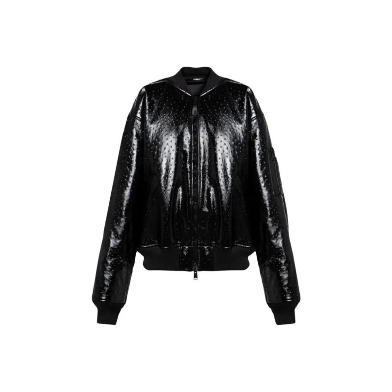 Balenciaga Leather Bomber Jacket-0