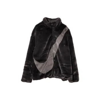 Nike Women's Faux Fur Swoosh Jacket Velvet Brown/Cave Stone