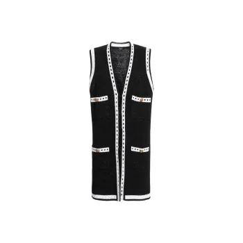 BALMAIN Sleeveless Long Knit Cardigan