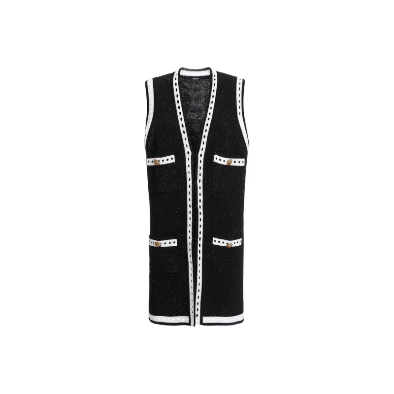 BALMAIN Sleeveless Long Knit Cardigan-0