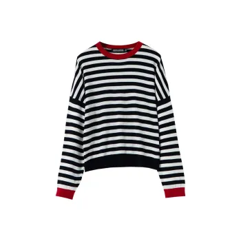SOON FLOWER Knitwear Women's Black White Stripes