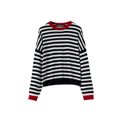 SOON FLOWER Knitwear Women's Black White Stripes