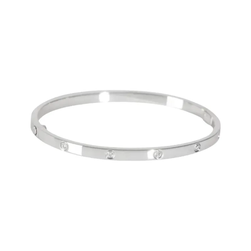 Cartier 18K White Gold Love Diamond Bangle-3