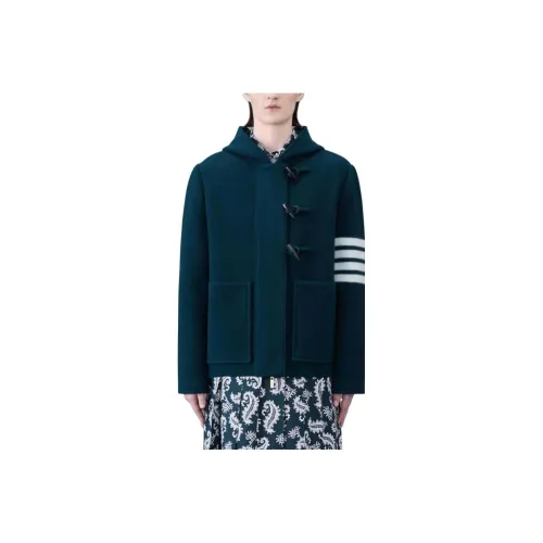 THOM BROWNE· Boiled Wool 4-Bar Hooded Duffle Jacket Jackets Coats Women's Green