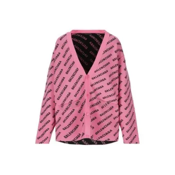 Balenciaga Logo Intarsia Knit Cardigan