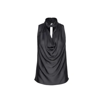 PINKO Crinkle Draped Satin Top