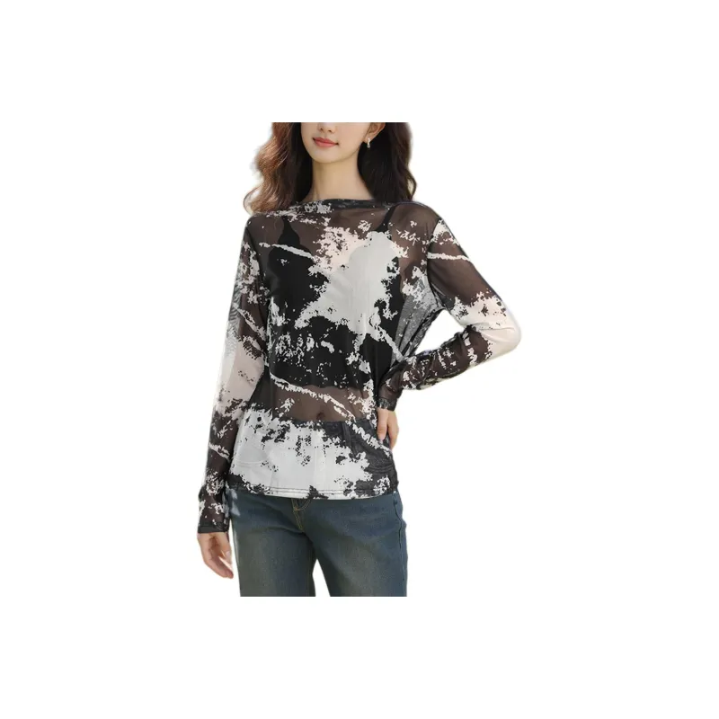 Wbwq T Shirt Women's Ink Wash Print-0