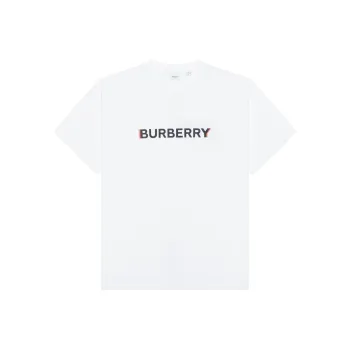 Burberry Logo Print Cotton Oversized T shirt Women's White