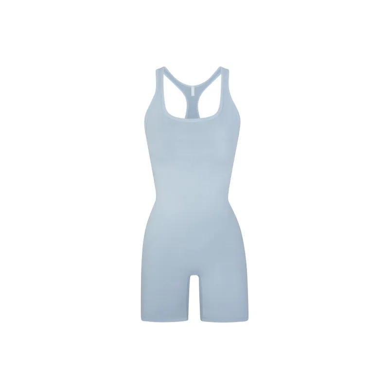 SKIMS OUTDOOR MID THIGH ONESIE Jumpsuit Women's DENIM/Denim-0