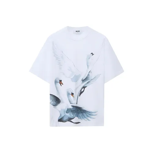 MSGM Swan print Cotton T shirt
