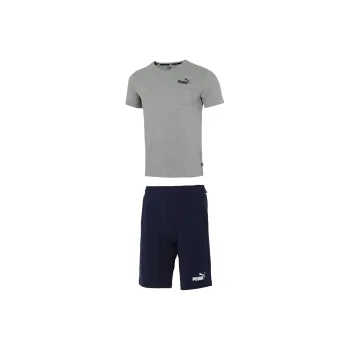 PUMA Casual Sportswear Men Clothing Set Gray Short Sleeved Shirt+Blue Shorts