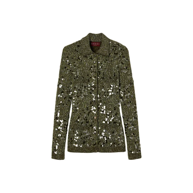 GUCCI Polo Neck Tweed Cardigan-0