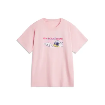 LiNing x Disney Disney T Shirt Women's New Coral Pink Daisy