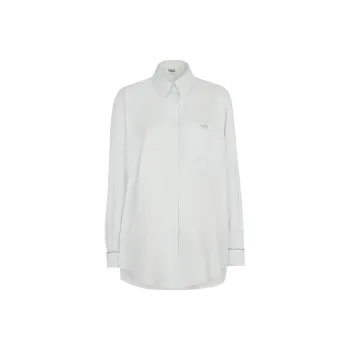FENDI Logo Embroidered Curved Hem Shirt