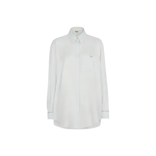 FENDI Logo Embroidered Curved Hem Shirt