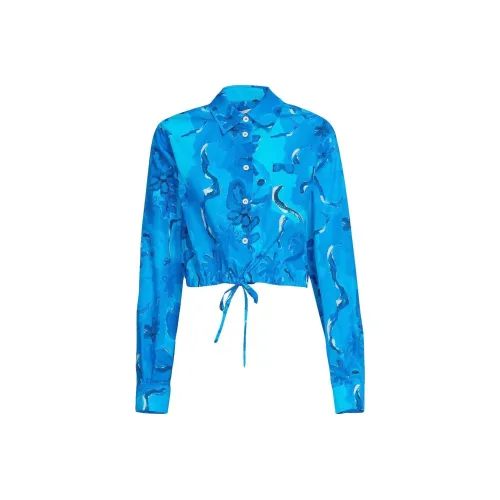 MARNI Abstract Floral Printed Ruched Shirt