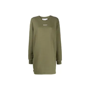 OFF WHITE Flock Chine Flower Arrow Dress Military Green