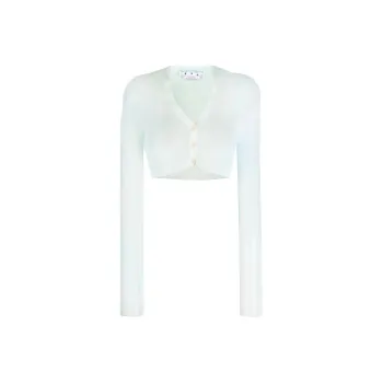 OFF WHITE Cropped Embroidered logo Cardigan