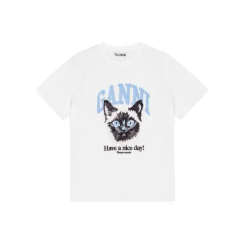 GANNI Basic Jersey Cat Relaxed T Shirt