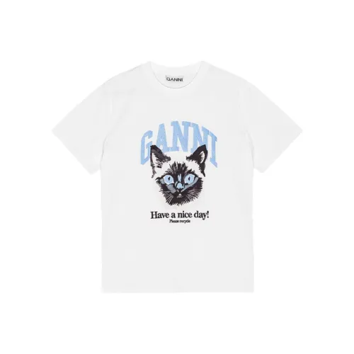 GANNI Basic Jersey Cat Relaxed T Shirt