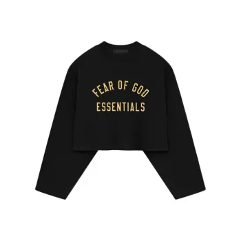 Fear Of God Essentials Women'ss Tri Blend Cropped Longsleeve Shirt Black