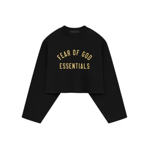 Fear Of God Essentials Tri Blend Cropped Long Sleeve Shirt 'Black'