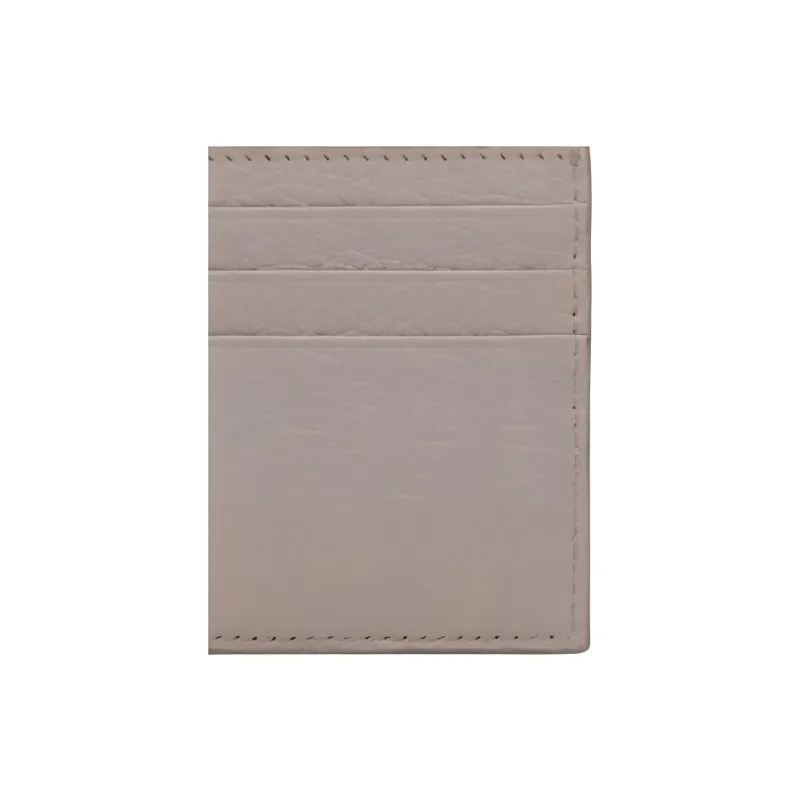 PRADA Leather Card Holder Women's Clay Gray-3
