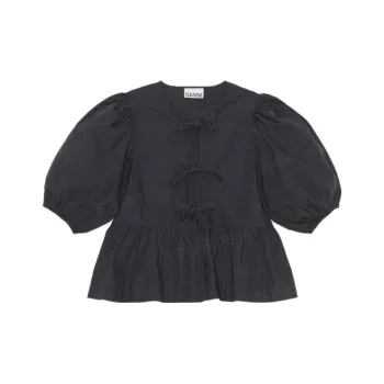 GANNI Puff sleeved Peplum Blouse