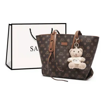 Safiya Synthetic Leather Tote Bag, Shopping Bag, Shoulder Bag Women's Coffee