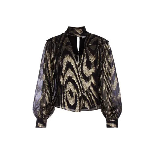 IRO NIGHT Lila Metallic Jacquard V Neck Blouse