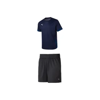 PUMA Casual Sportswear Men Clothing Set Blue Short Sleeved Shirt+Black Shorts