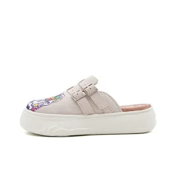 Joy&Mario Rubber Sole Graffiti Closed Toe Slippers Women's