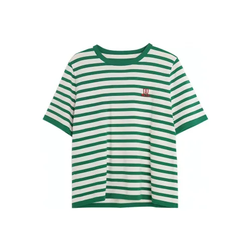 Olrain Knitwear Women's Green Stripes