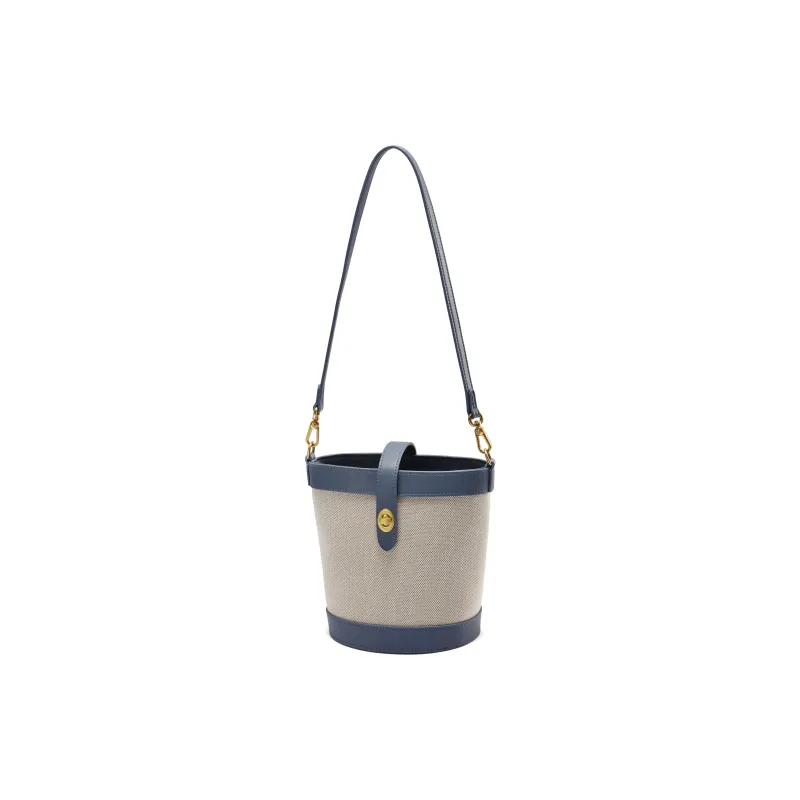 BELLE Fabric+Artificial Leather Bucket Bag Medium Size Women's Multicolor-1