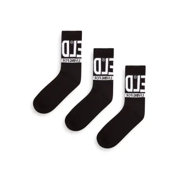 DIESEL Mid Calf Socks Men's 3 Pack Black