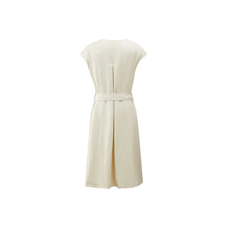 PEACEBIRD Short Sleeved Dress Women's Soft Speech White-1