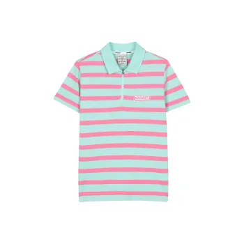 Skechers Polo Shirt Women's Siam Tulip Mint Green Stripes