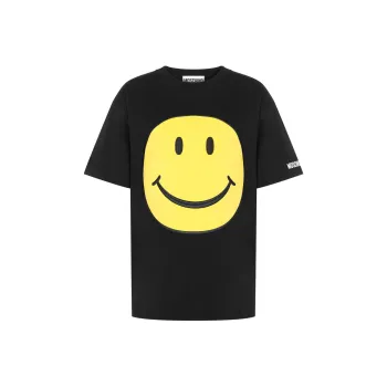 MOSCHINO Smile Face Printed Crewneck T Shirt