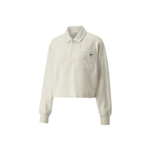 PUMA Downtown Polo Shirts Women's Cotton-Linen Blend In Natural Color