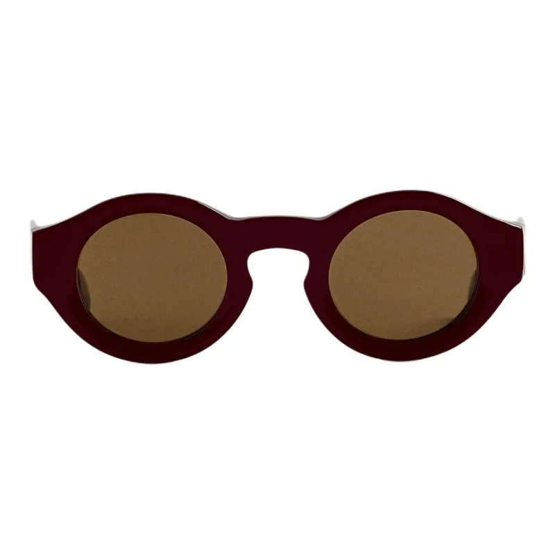 ZARA Acetate Round Sunglasses Men's Dark Red-1