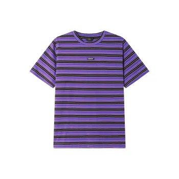 LOUISY AO Drop Shoulder Sleeve T Shirt Women's Purple Black Stripes