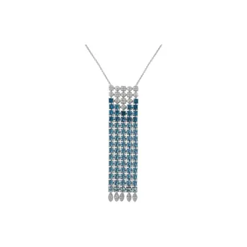 BVLGARI 18K White Gold Lucea Diamond And Topaz Necklace