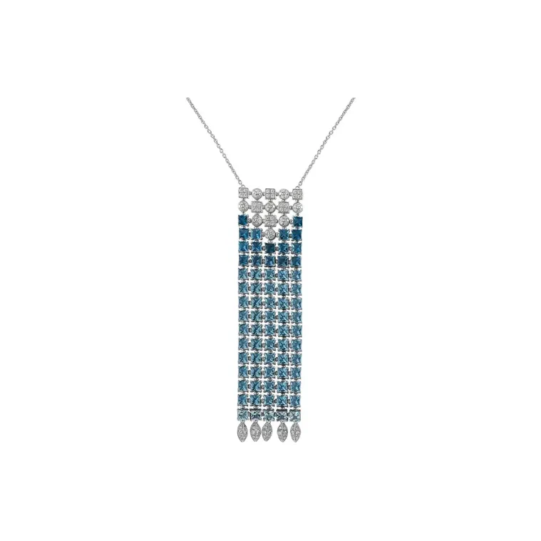 BVLGARI 18K White Gold Lucea Diamond And Topaz Necklace-0