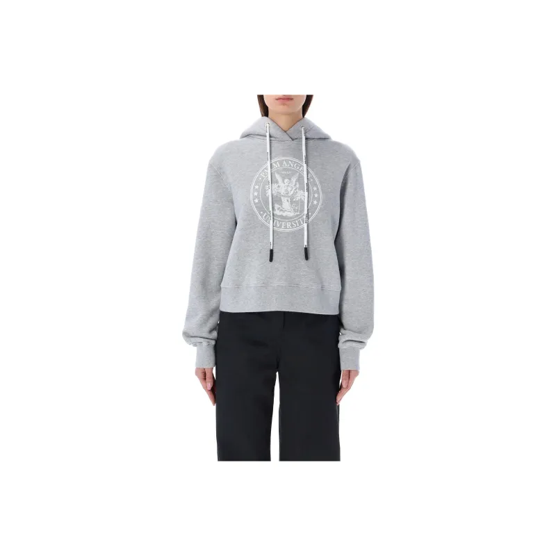 PALM ANGELS College Fitted Hoodie Melange Green-0